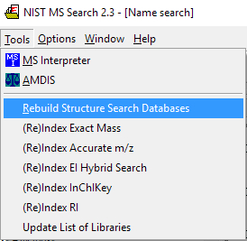 Reindexing NIST libraries from the Tools menu