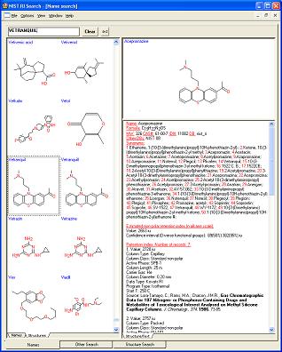 screenshot of NIST GC Database